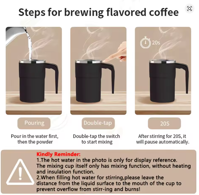 380ML Electric Coffee Self Mixing Mug IP67 Waterproof
